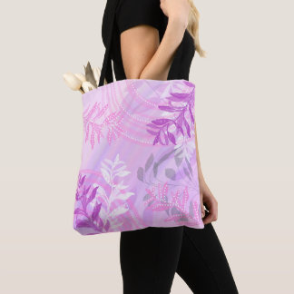 Trendy modern abstract floral botanical leaf tote bag