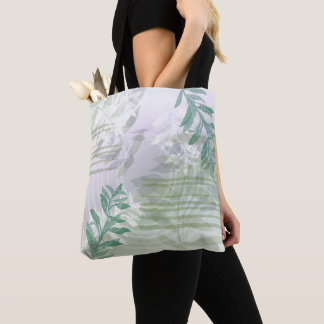 Trendy modern abstract floral botanical leaf tote bag