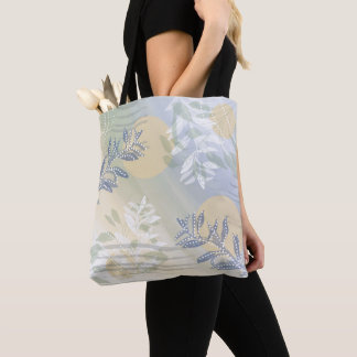Trendy modern abstract floral botanical leaf tote bag