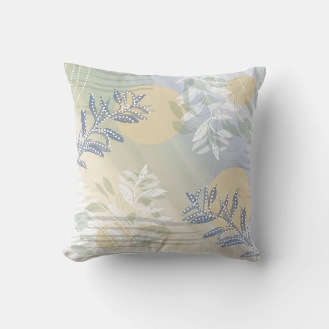 Trendy Modern Abstract Floral botanical Throw Pillow (Front)