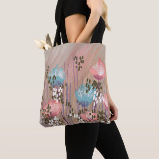 Trendy Modern Abstract Floral Tote Bag
