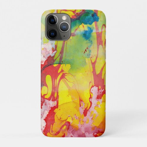 Trendy Modern Abstract Marble Look Pink Red Yellow iPhone 11 Pro Case