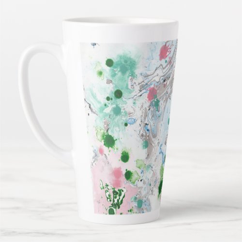 Trendy Modern Abstract Pink Blue Green White Latte Mug