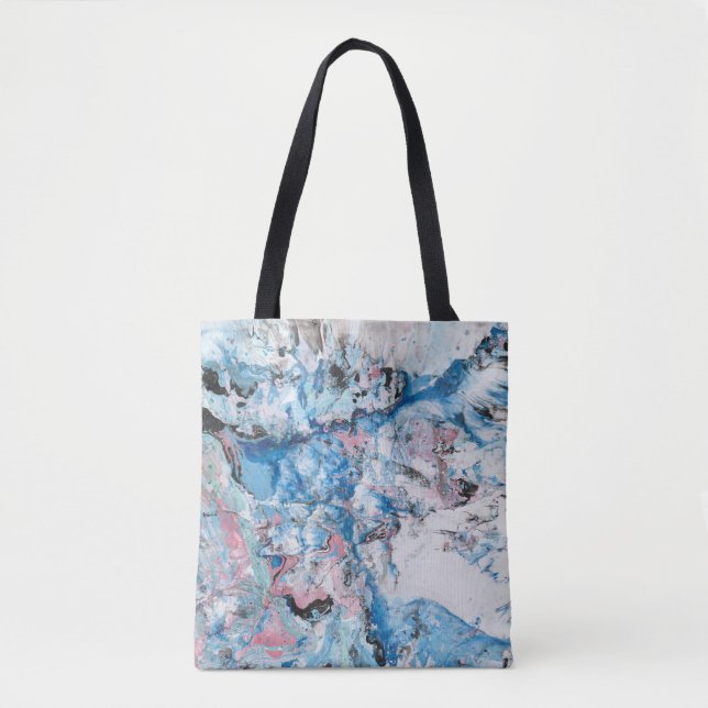 Trendy Modern Abstract Pink Blue White Template Tote Bag (Front)