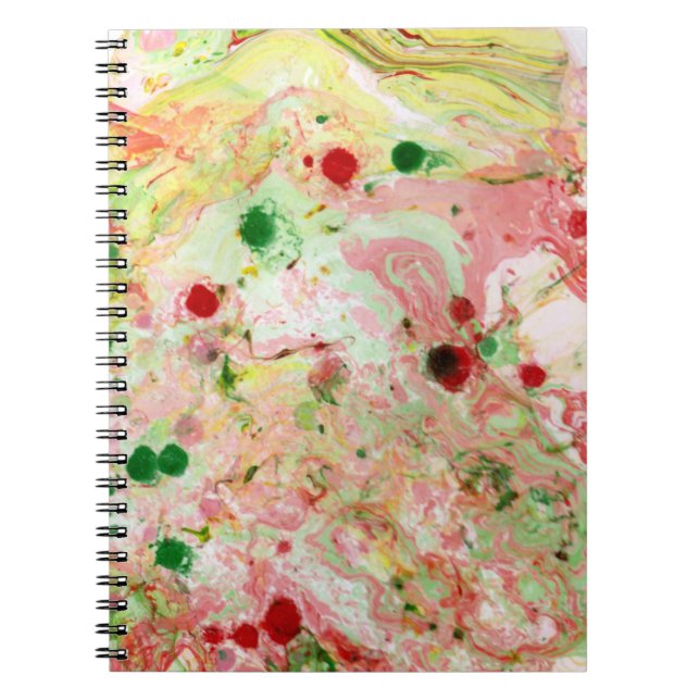 Trendy Modern Abstract Pink Red Yellow Green Notebook (Front)