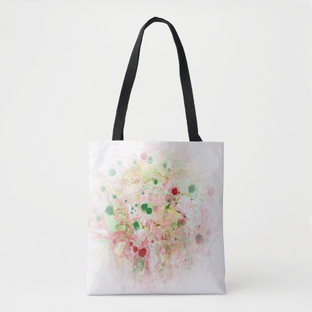 Trendy Modern Abstract Pink Red Yellow Green Tote Bag (Front)