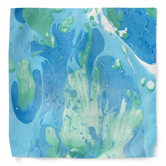 Trendy Modern Abstract Template Blue Green White Bandana (Front)