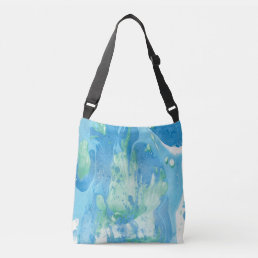 Trendy Modern Abstract Template Blue Green White Crossbody Bag