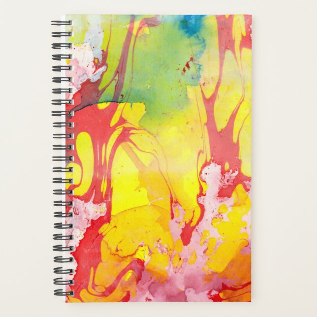 Trendy Modern Abstract Yellow Red Blue Purple Planner (Front)
