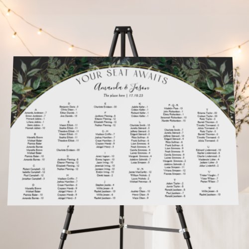 Trendy Modern arch Greenery Wedding seating chart Foam Board