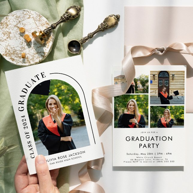 Trendy Modern Arch Photo Graduation Invitation (Creator Uploaded)