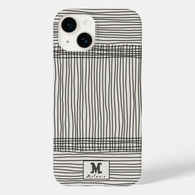 Trendy modern art lines Abstract minimal Monogram  Case-Mate iPhone Case (Back)