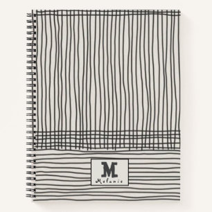 Trendy modern art lines Abstract minimal Monogram  Notebook