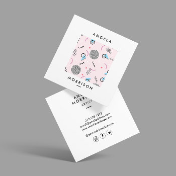 Trendy Modern Artist Designer Pink Square Business Card by 1201am at Zazzle