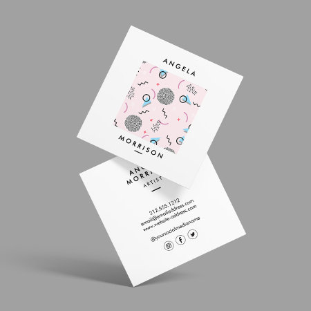 Trendy Modern Artist Designer Pink Square Business Card