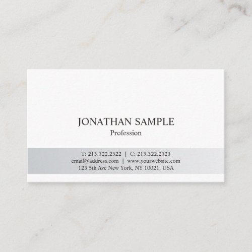 Trendy Modern Beautiful Clean Silver White Design Business Card