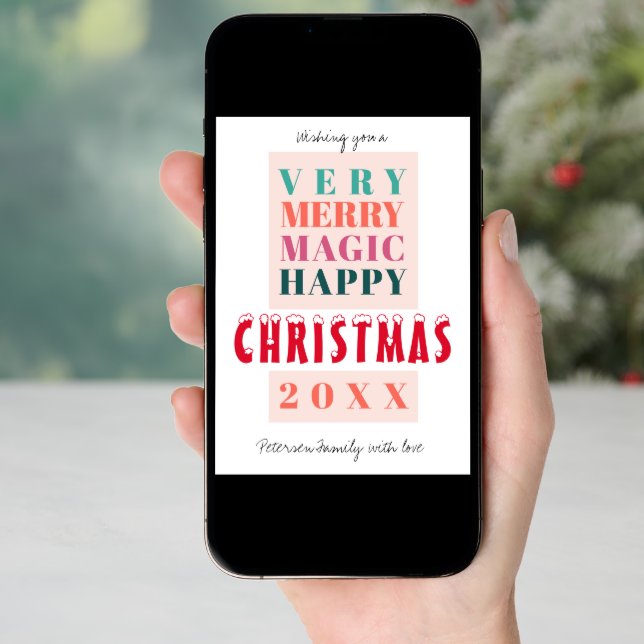 Trendy modern big typography Christmas greetings Holiday Card (Front Digital)