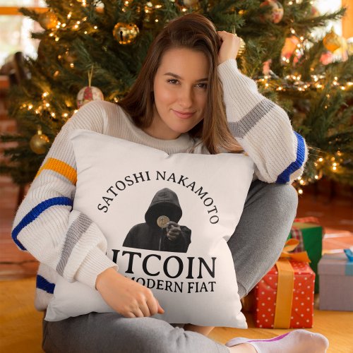 Trendy Modern Bitcoin Throw Pillow