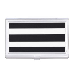 Trendy Modern Black And White Striped Chic Cool  Business Card Case