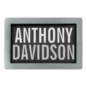 Trendy Modern Black Bold Text Belt Buckle