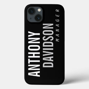 Trendy Modern Black Bold Text iPhone 13 Case