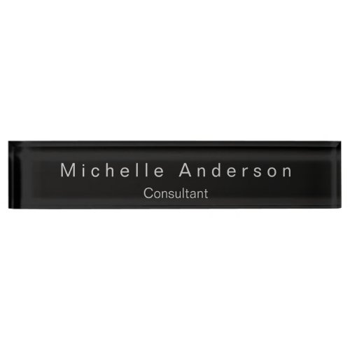Trendy Modern Black Consultant Desk Nameplate