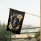 Trendy Modern Black Gold Flowers Open Sign Flag   