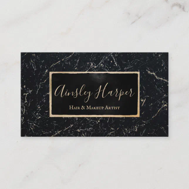 Trendy Modern Black Gold Marble Professional Business Card | Zazzle