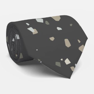 Trendy Modern Black Gray Terrazzo Neck Tie