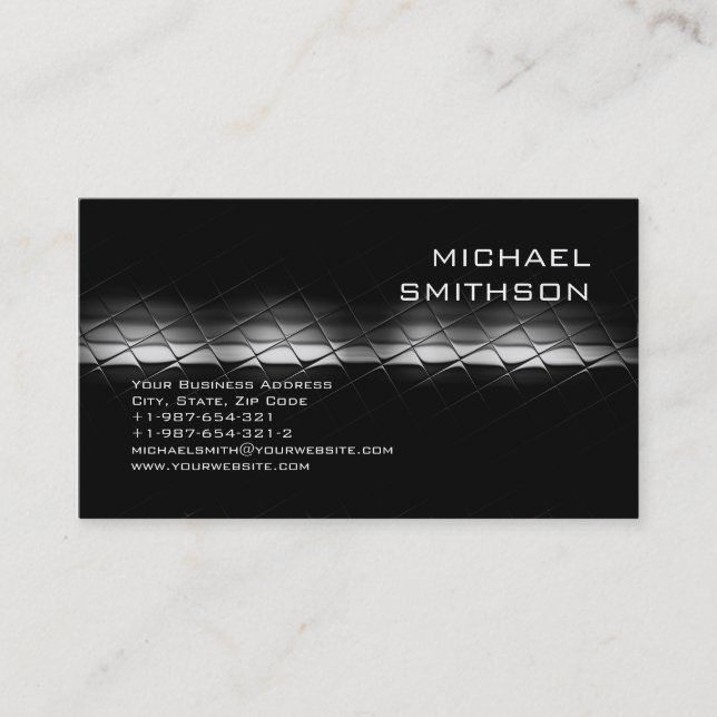 Trendy Modern Black Grey Business Card (Front)