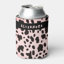 Trendy Modern Black Pink Cow Animal Pattern Name