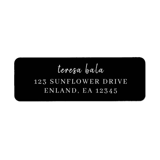 Trendy Modern Black Script Design Label (Front)