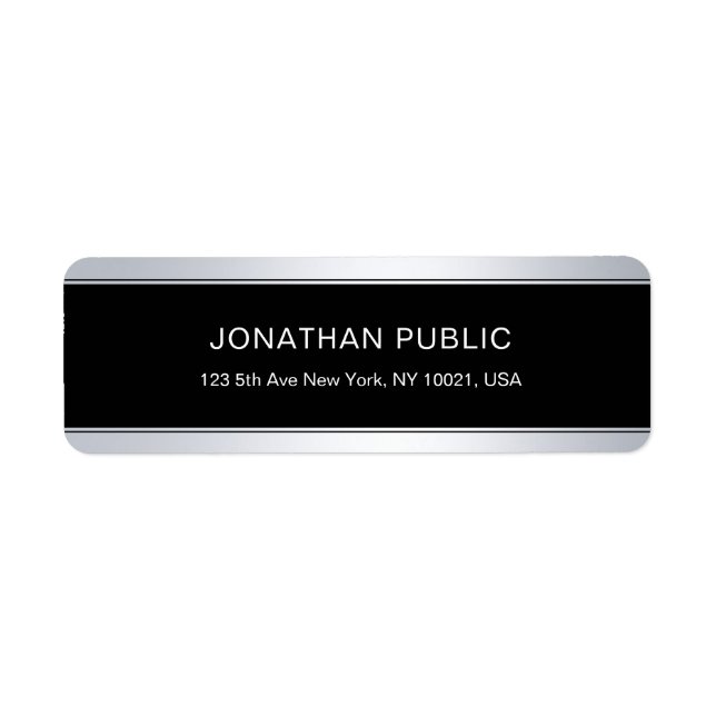 Trendy Modern Black Silver Background Template Label (Front)