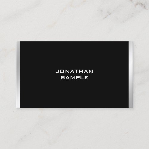 Trendy Modern Black Silver Professional Elegant Business Card