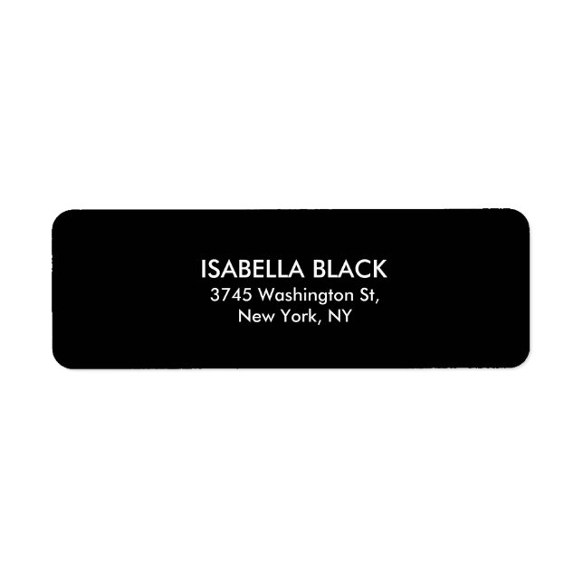 Trendy Modern Black Simple Plain Elegant Label (Front)