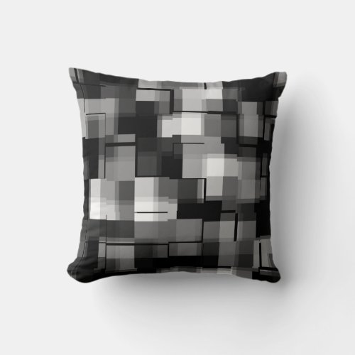 Trendy Modern Black White Abstract Plaid Throw Pillow