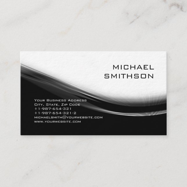 Trendy Modern Black White Grey Business Card (Front)