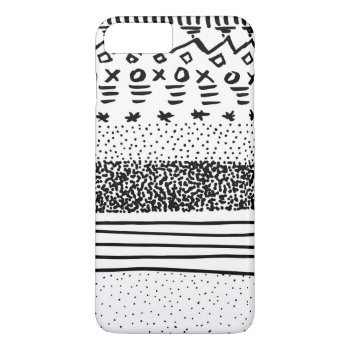 Trendy Modern Black White Hand Drawn Pattern Iphone 8 Plus/7 Plus Case by pink_water at Zazzle