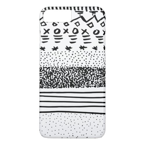 Trendy modern black white hand drawn pattern iPhone 8 plus7 plus case