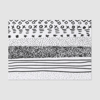 Trendy modern black white hand drawn pattern tissue paper