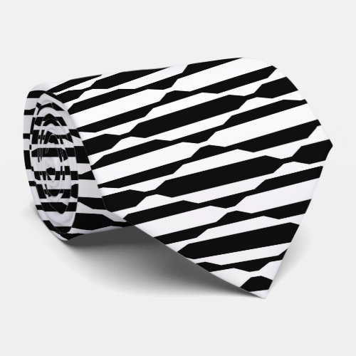 Trendy Modern Black  White Op Art Pattern Neck Tie