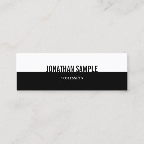 Trendy Modern Black White Simple Elegant Plain Mini Business Card