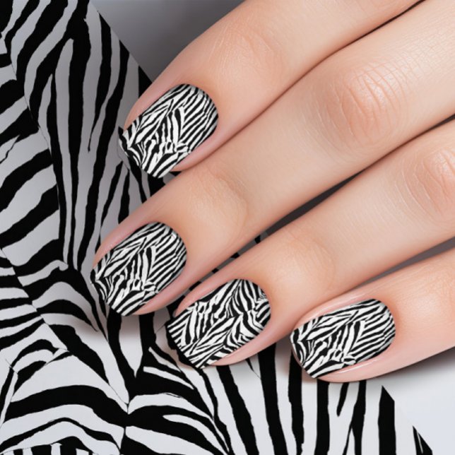 Trendy Modern Black White Zebra Motif  Minx Nail Art (Creator Uploaded)