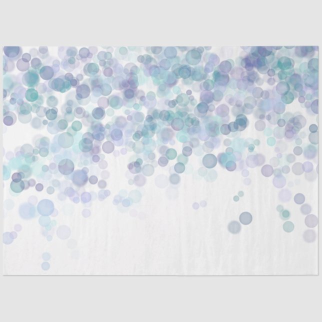 Trendy Modern Blue and White Bokeh Dots Tissue Paper (Front)