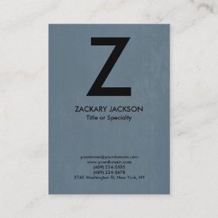 Trendy modern blue gray black monogram business card