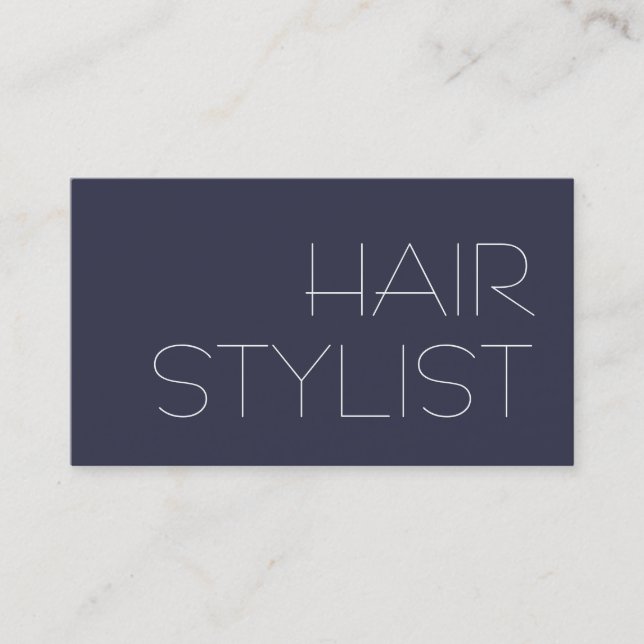 Trendy Modern Blue Hair Stylist Business Card (Front)