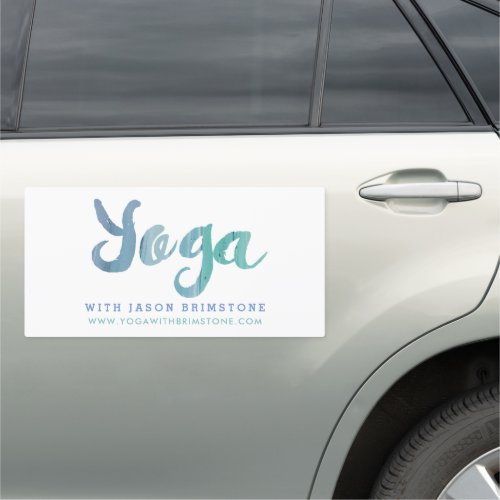 Trendy Modern Blue Yoga InstructorClasses Car Magnet