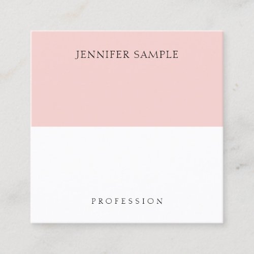 Trendy Modern Blush Pink Simple Elegant Template Square Business Card