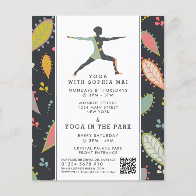 Trendy Modern Boho Yoga Class Advertising Flyer (Front)
