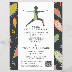 Trendy Modern Boho Yoga Class Advertising Flyer